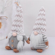 Adorno navideño de muñeco de peluche sin rostro, bosque tejido