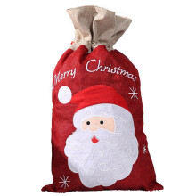 Christmas Linen Drawstring Gift Bag S
