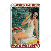 Plakat z motywem plaż i piwa, metalowy, 12x8 cali