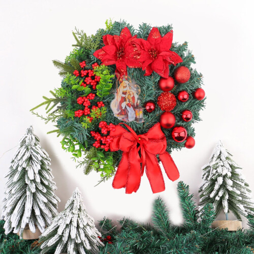 15Inch Artificial Christmas Wreath with Berries and