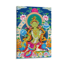 Zöld Tara tibeti thangka vászonkép 40x60 cm