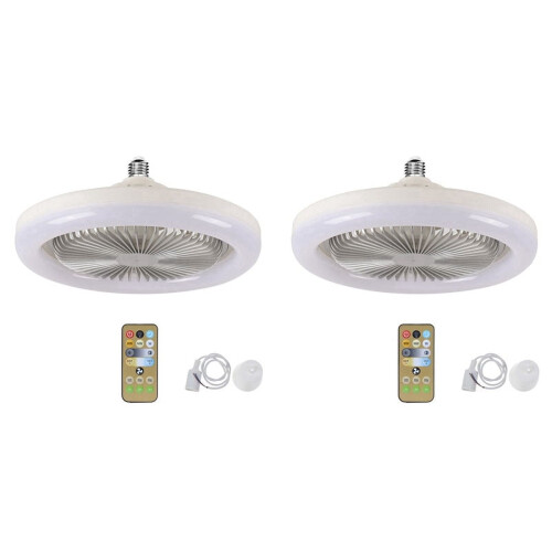 2-Pack 30W LED Ceiling Fan Lamp with E27 Base & Remote