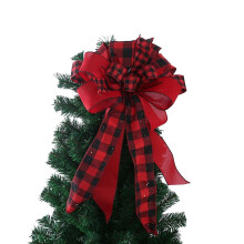 Handmade Buffalo Plaid Christmas Tree Topper Red Black