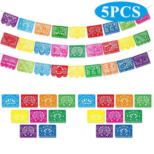 Mexican Party Banners 5-Pack – Festive Papel Picado, 9