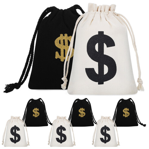 8 Pcs Cotton Drawstring Money Bags