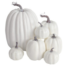 Realistic Foam Pumpkin Decor Set – 7 Piece