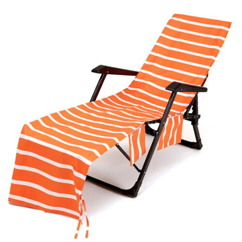 Gestreepte strandstoelhoes/handdoek – Microvezel, 215x75cm