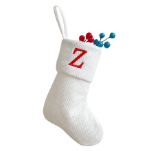 Knitted Christmas Stocking with Embroidered Letter, 17 x 15