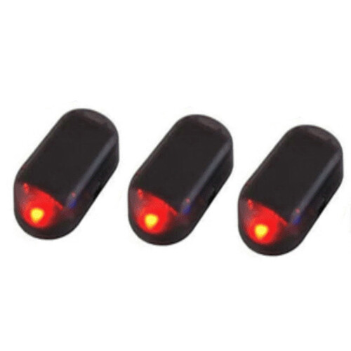 3-Piece Solar Dummy Car Alarm Light, Red