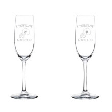 2 Pack Turtle Design Champagne Flutes 8 oz