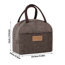 Insulated Lunch Bag Brown Square Thermal Bento Box