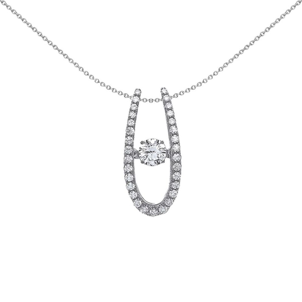 Jewelco London Ladies Sterling Silver Cubic Zirconia Solitaire Pendant Necklace - Gvp374