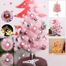 18 Inch Pink Mini Christmas Tree for Girls with LED Lights