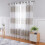 Gray Sheer Curtains with Silver Tree Design 52x63 Inch Set 1
