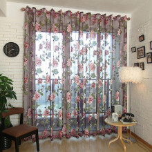 Floral Sheer Curtain with Beads – 1 Piece
