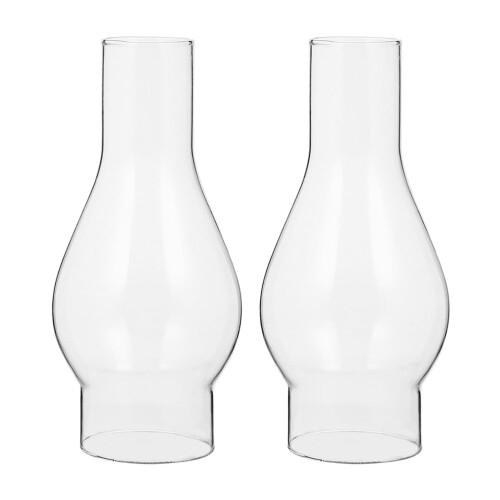 Cheminée de lampe en verre transparent, 2 pièces