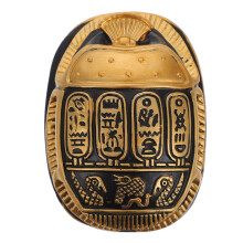 Egyptian Scarab Beetle Resin Statue Golden 8x6x3cm