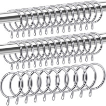 40-pack silverfärgade gardinringar i metall, 32 mm innerdiameter