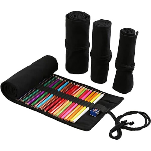 Canvas Pencil Roll Case with 12 Elastic Slots