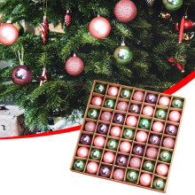 Shatterproof Mini Christmas Ornaments Green Pink Gold 30mm