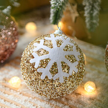 Gold Plastic Snowflake Christmas Ornament 8cm