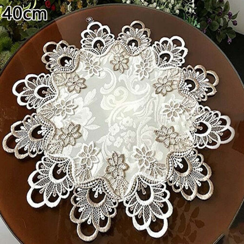 Round Lace Tablecloth Polyester Dustproof Home Use
