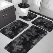 Nhthy svart badrumsmatta set, 5 delar med memoryskum