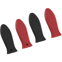 Silicone Pan Handle Cover 5.6in Red & Black 4 Pack