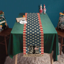 Patriotic Table Runner 72in Blue Red Cotton-Polyester