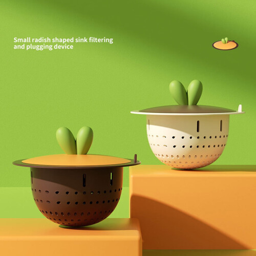 Carrot-Shaped Sink Strainer with Lid, TPR, 7.8 cm