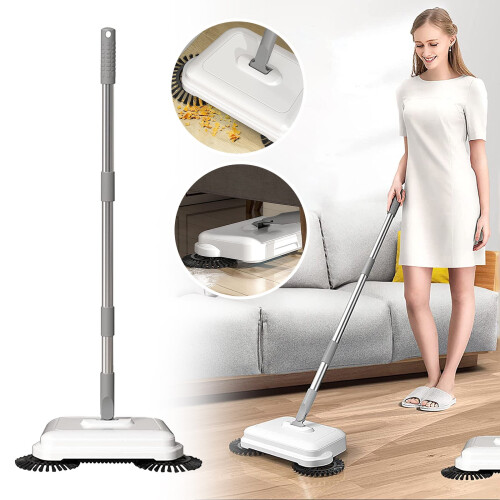 Hand Push Sweeper with Dual Brush Head – Plastic,