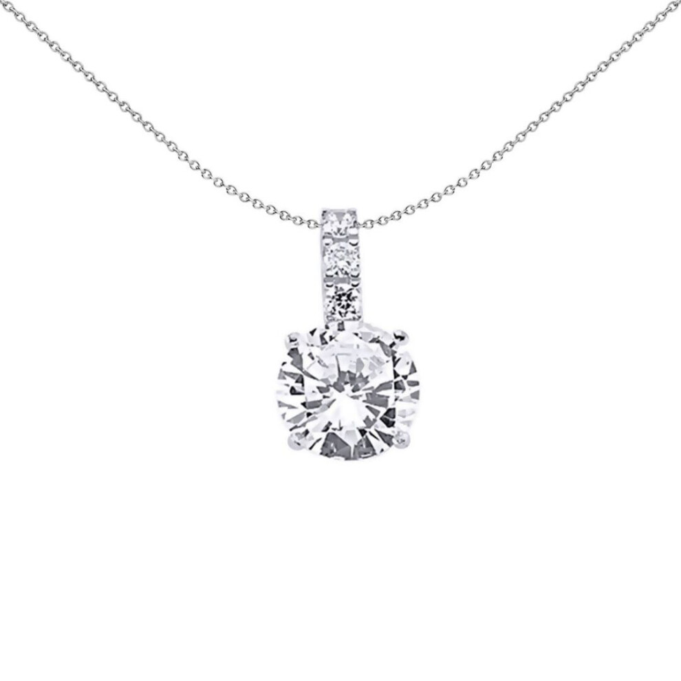 Jewelco London Ladies Sterling Silver Cubic Zirconia Solitaire Pendant Necklace - Gvp273