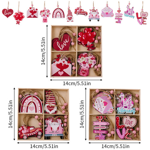 Valentinstag-Hängeornamente-Set im Retro-Stil 2