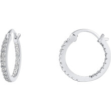 (15 Millimeters, White Gold) Classic Elegant 14K Gold Plated 925 Sterling Silver Post Cubic Zirconia Hoop Earrings 30/15mm