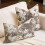 Funda de almohada de chenilla con estampado floral neutro, 45x45 cm. 5