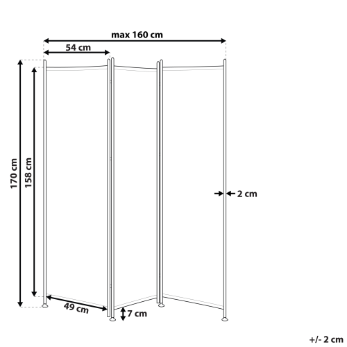 Beliani 3 Panel Room Divider NARNI 160 cm 170 cm White 2