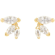 (Vermeil - Yellow, Moon) Classic Elegant 14K Gold Plated Dainty Stud Earrings for Women - 925 Sterling Silver Posts Earrings with Cubic Zirconia