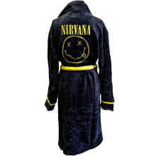 (M, Black) Nirvana Yellow Grunge Smile Bathrobe
