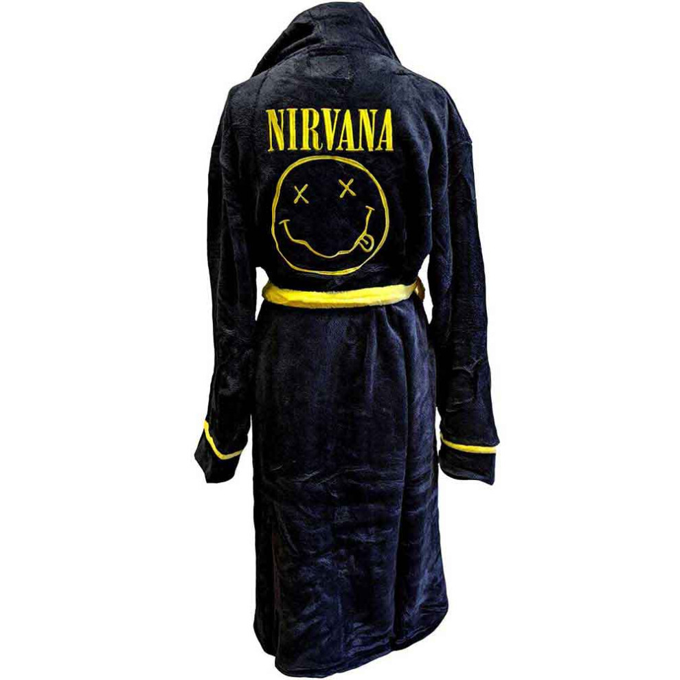 Nirvana (M, Black) Yellow Grunge Smile Bathrobe Black,Yellow