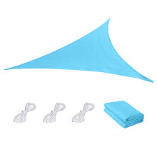 Voile d'ombrage triangulaire en tissu résistant 4 x 4 x 4 m bleu ciel