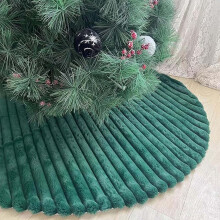 Vianočná sukňa s motívom stromčeka, zelená, umelá kožušina, zamat, 122 cm