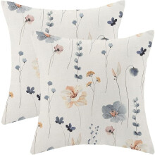 Housses de coussin printanières à motif floral et feuilles, 45 x 45 cm, lot de 2