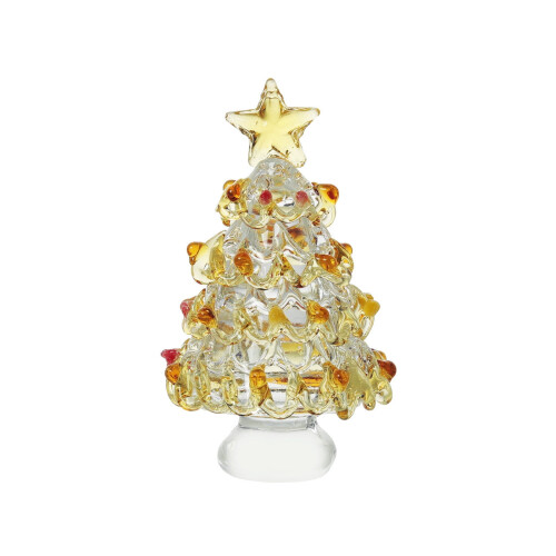Mini Glass Christmas Tree Ornament, Yellow, 6.6 cm