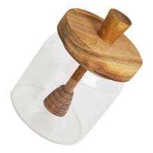 Honigglas aus Glas mit Holzlöffel, 500 ml