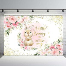 Floral Bunny Baby Shower Backdrop 5x7ft Vinyl
