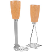 Wooden Handle Potato Masher with Stainless Steel Head