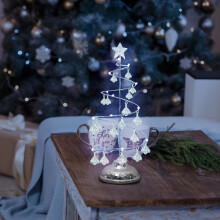 Tischlampe in Form eines Kristall-Weihnachtsbaums mit Kupferdraht &