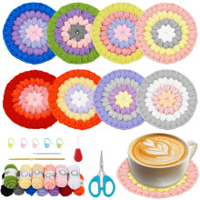 Crochet Coaster Kit for Beginners – 8 Puff Coasters with
