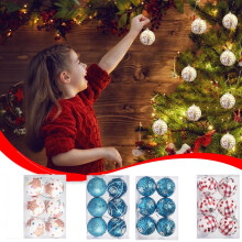Pack de 6 adornos navideños de plástico en forma de bola de 6 cm
