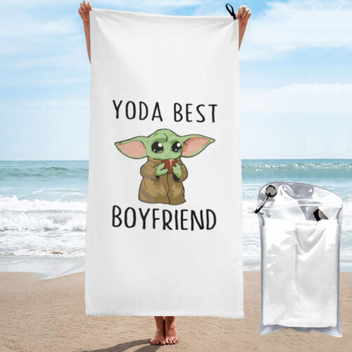 Serviette de plage Yoda 80 x 160 cm Polyester Devant Coton Dos